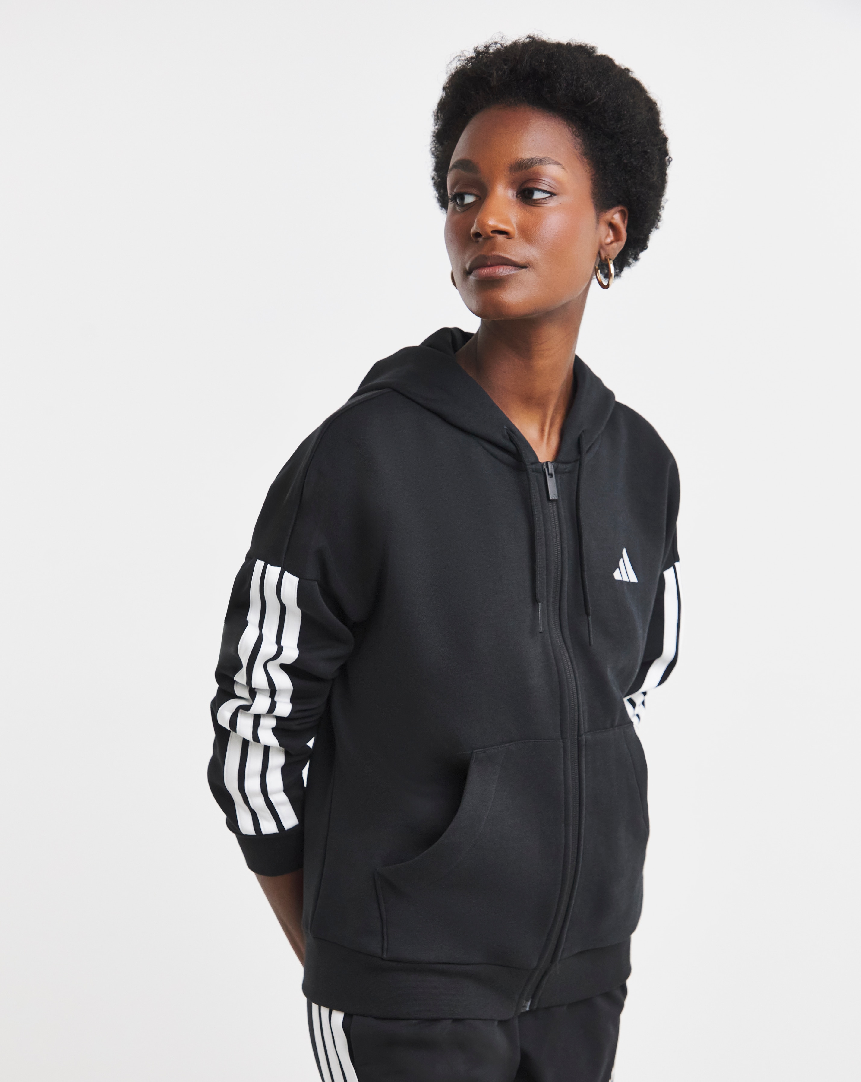 adidas 3 Stripes Fleece Hoodie
