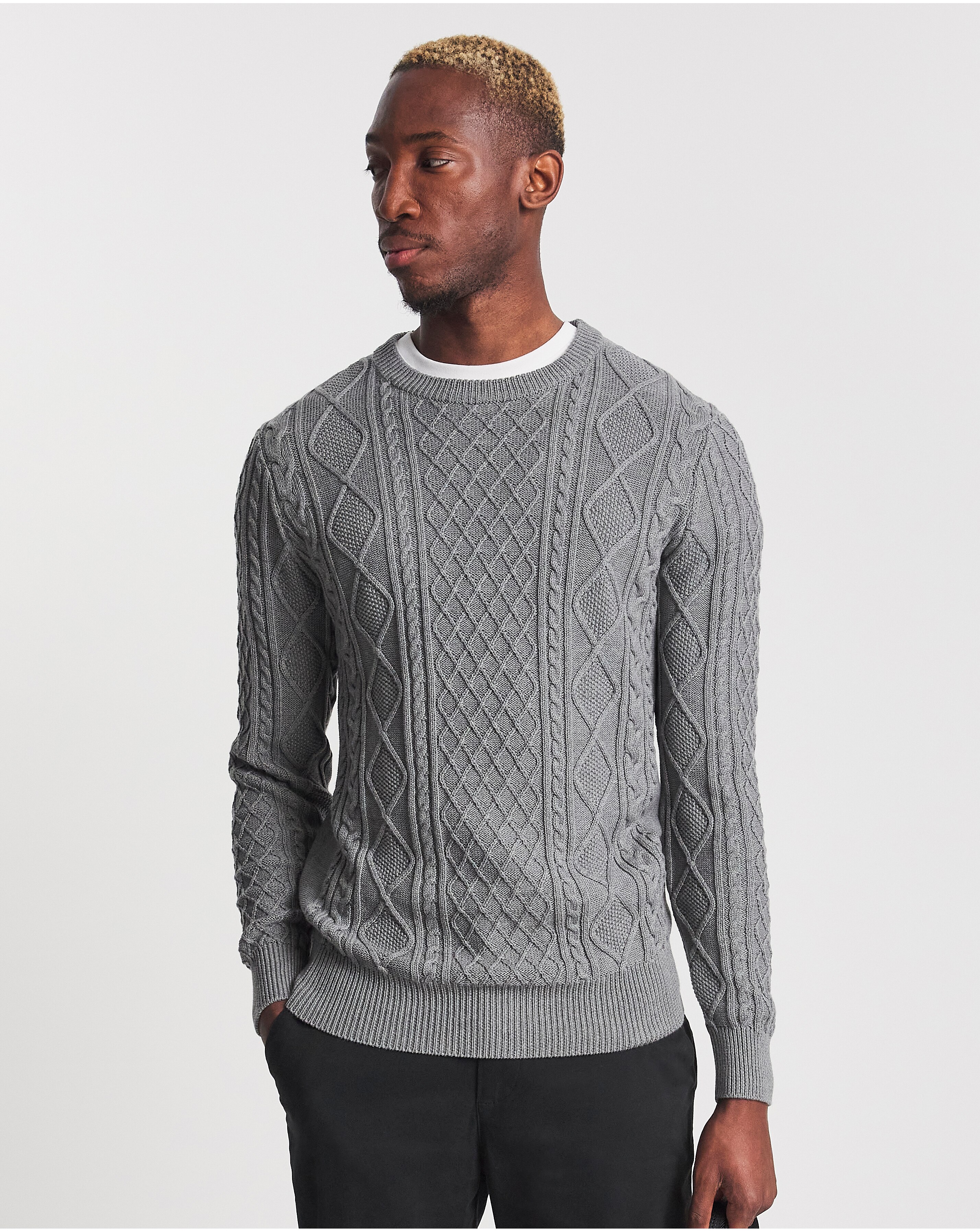 cable knit jumper grey