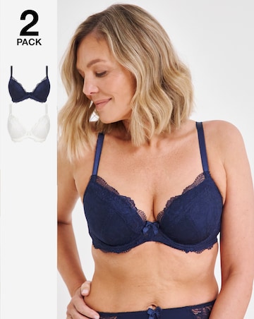 2 Pack Ella Lace Padded Plunge Bras
