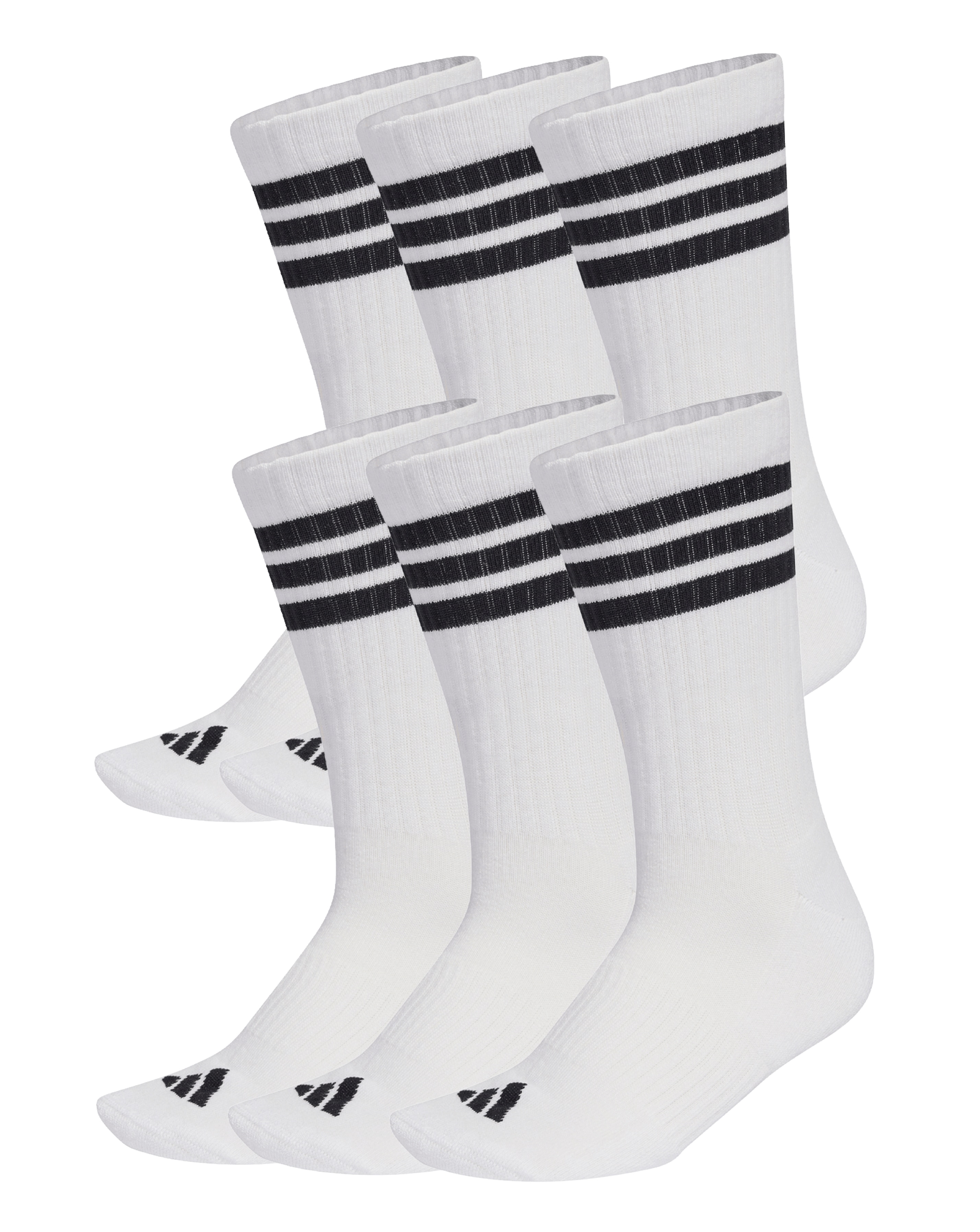 New In - adidas 3 Stripes 6 Pack Crew Socks