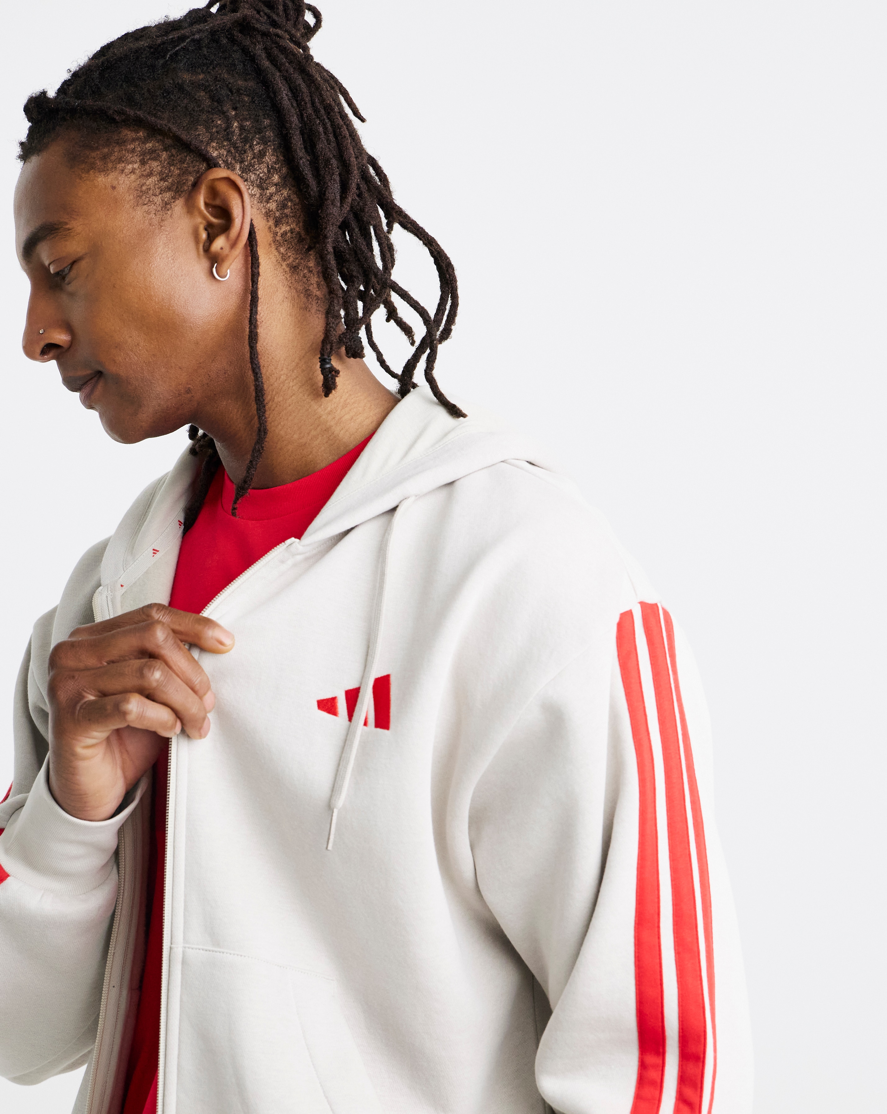 New In - adidas 3 Stripes Fleece Hoodie