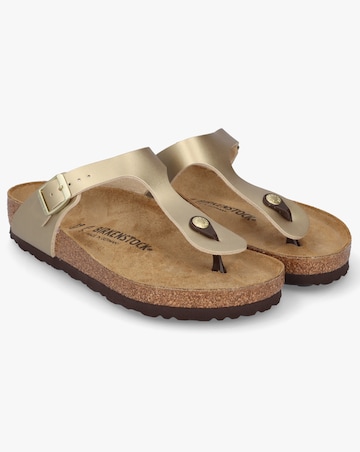 Birkenstock Gizeh Birko Flor Gold Toe Post Sandals Standard Fit