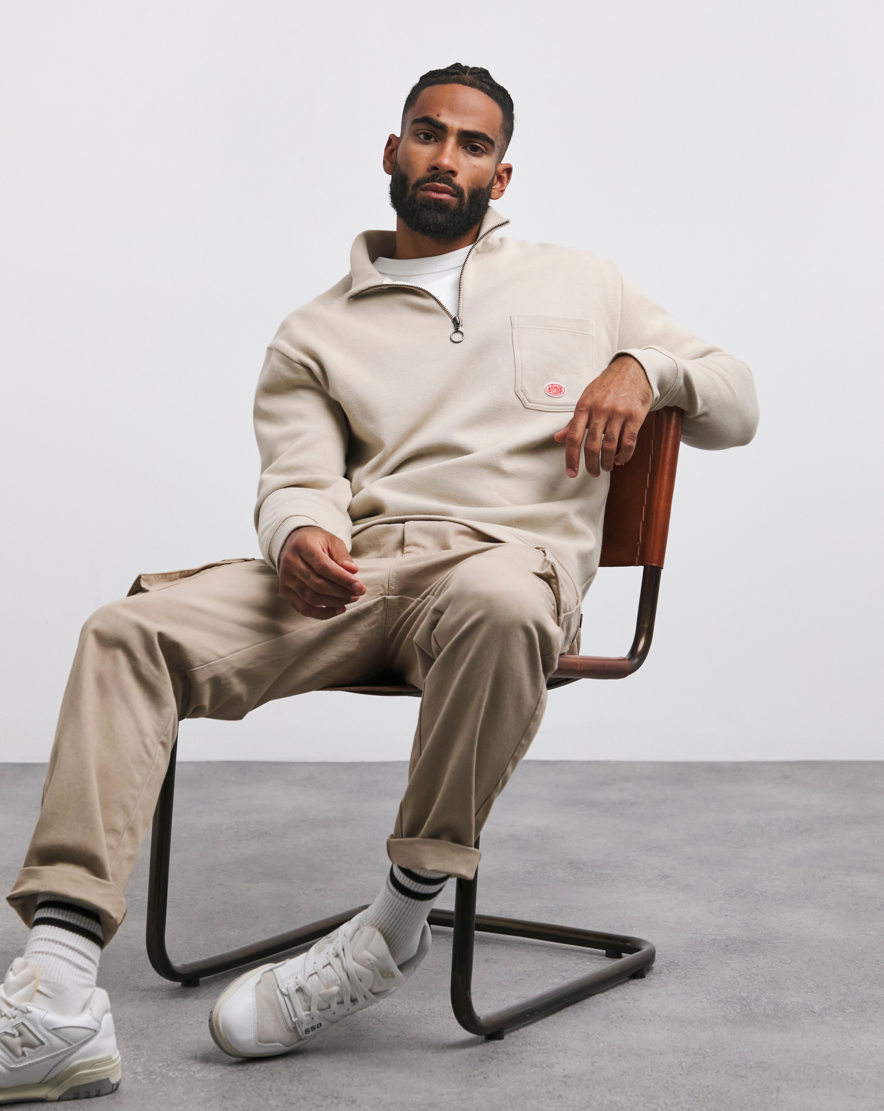 New In - Armor Lux 1/4 Zip Sweatshirt - Sand