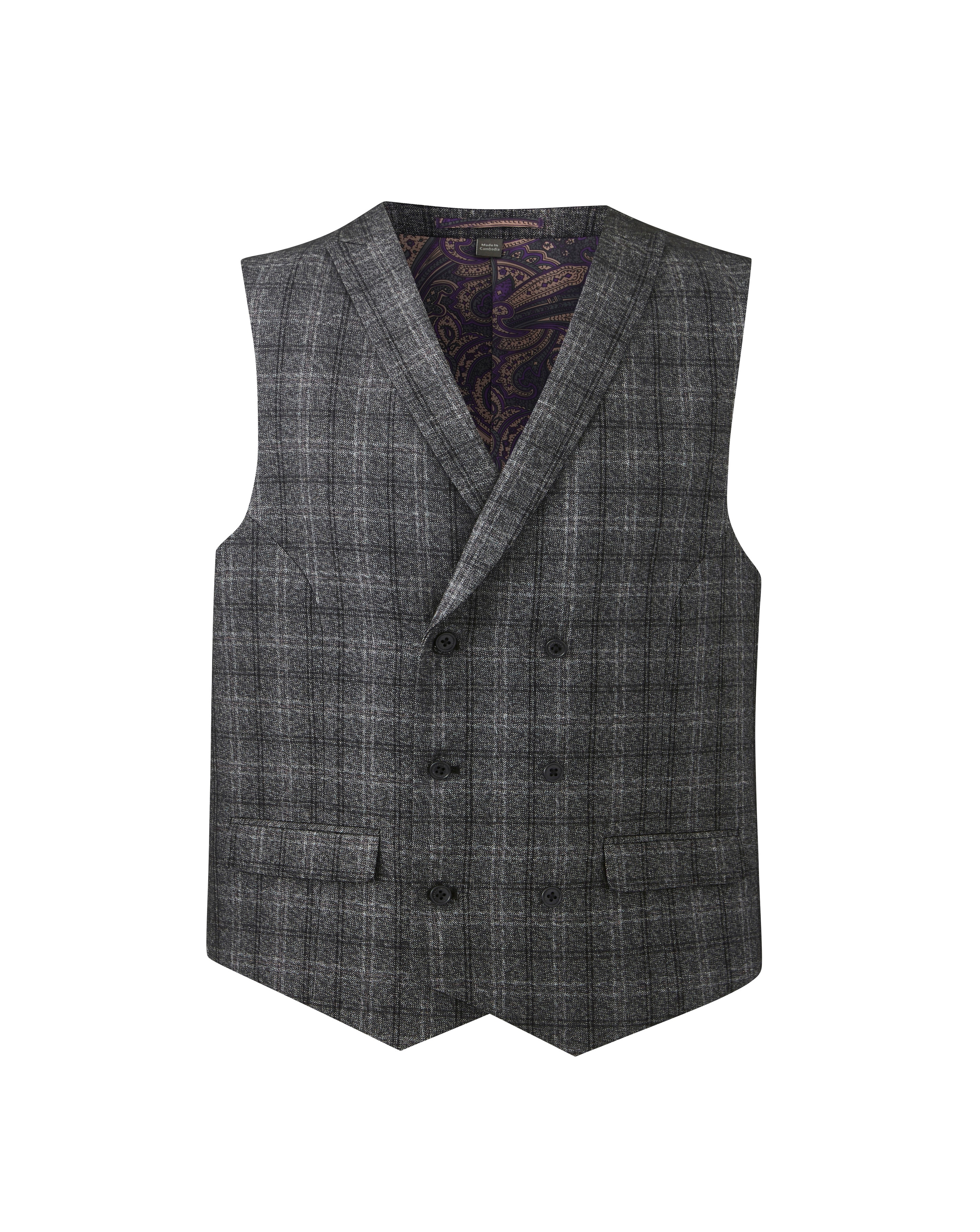W&B London Charc Check Waistcoat R