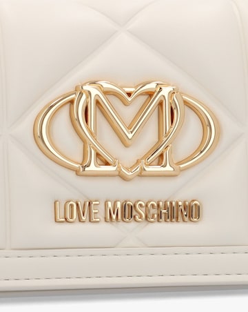 Love Moschino Mini Heart Logo Quilted Pillow White Cross-Body Bag