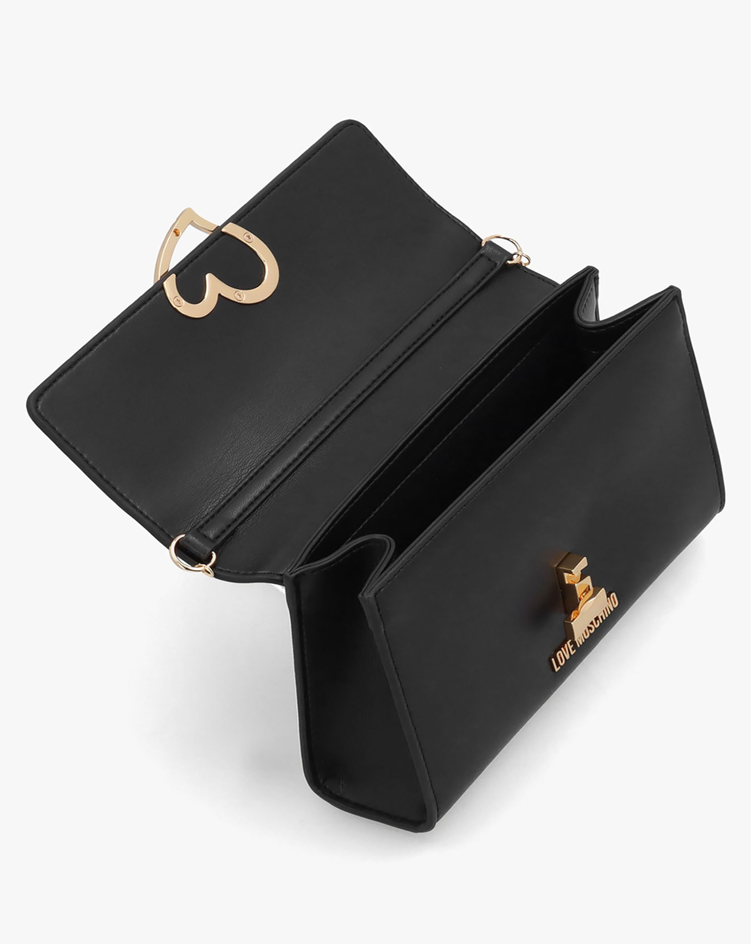 Love Moschino Heart Clasp Black Shoulder Bag | JD Williams