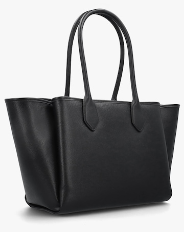 Emporio Armani Grana Black Leather Winged Shopper Bag