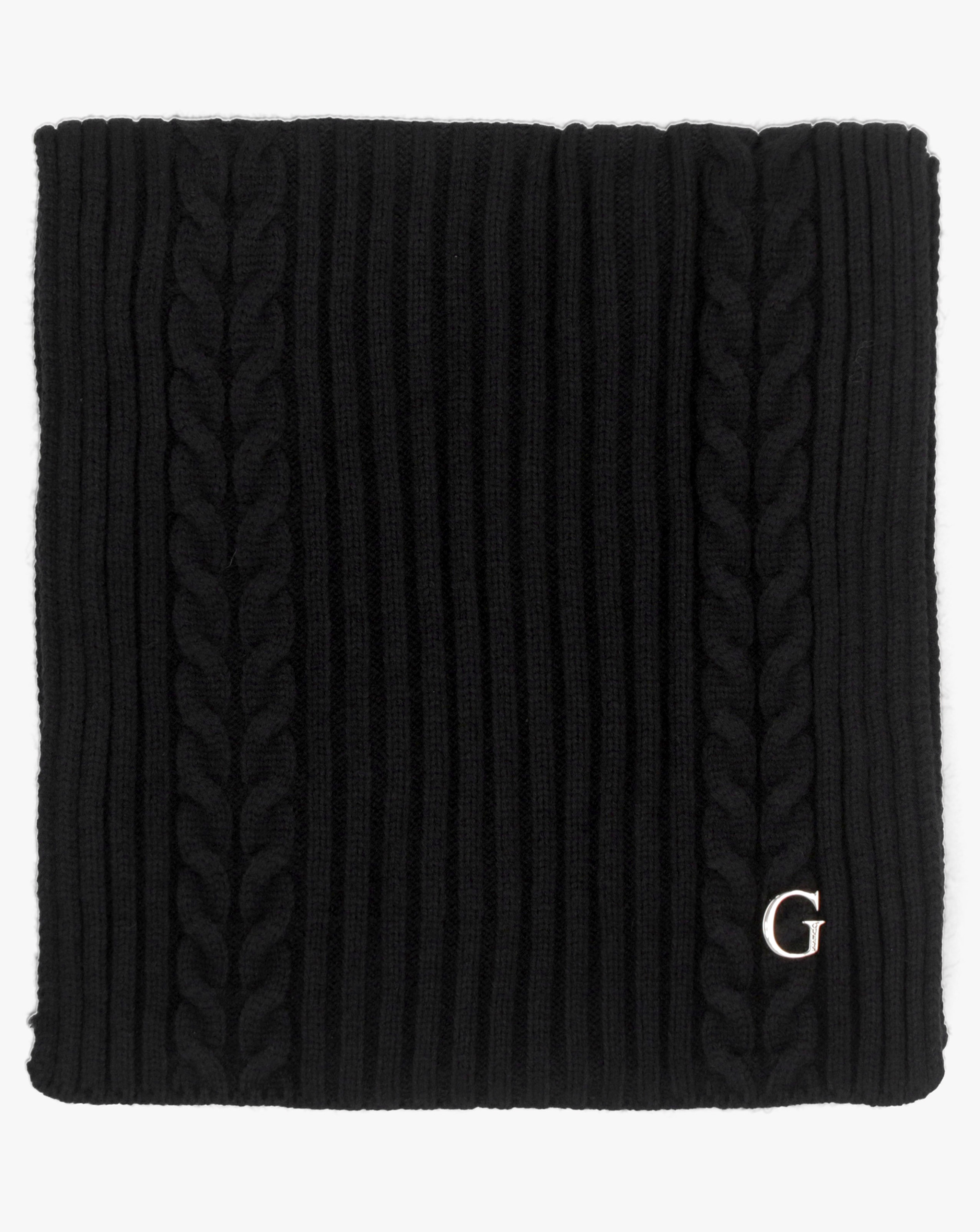New In - Guess Black Knitted G Logo Scarf