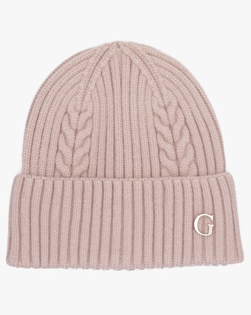 Guess Pink Knitted G Logo Beanie Hat