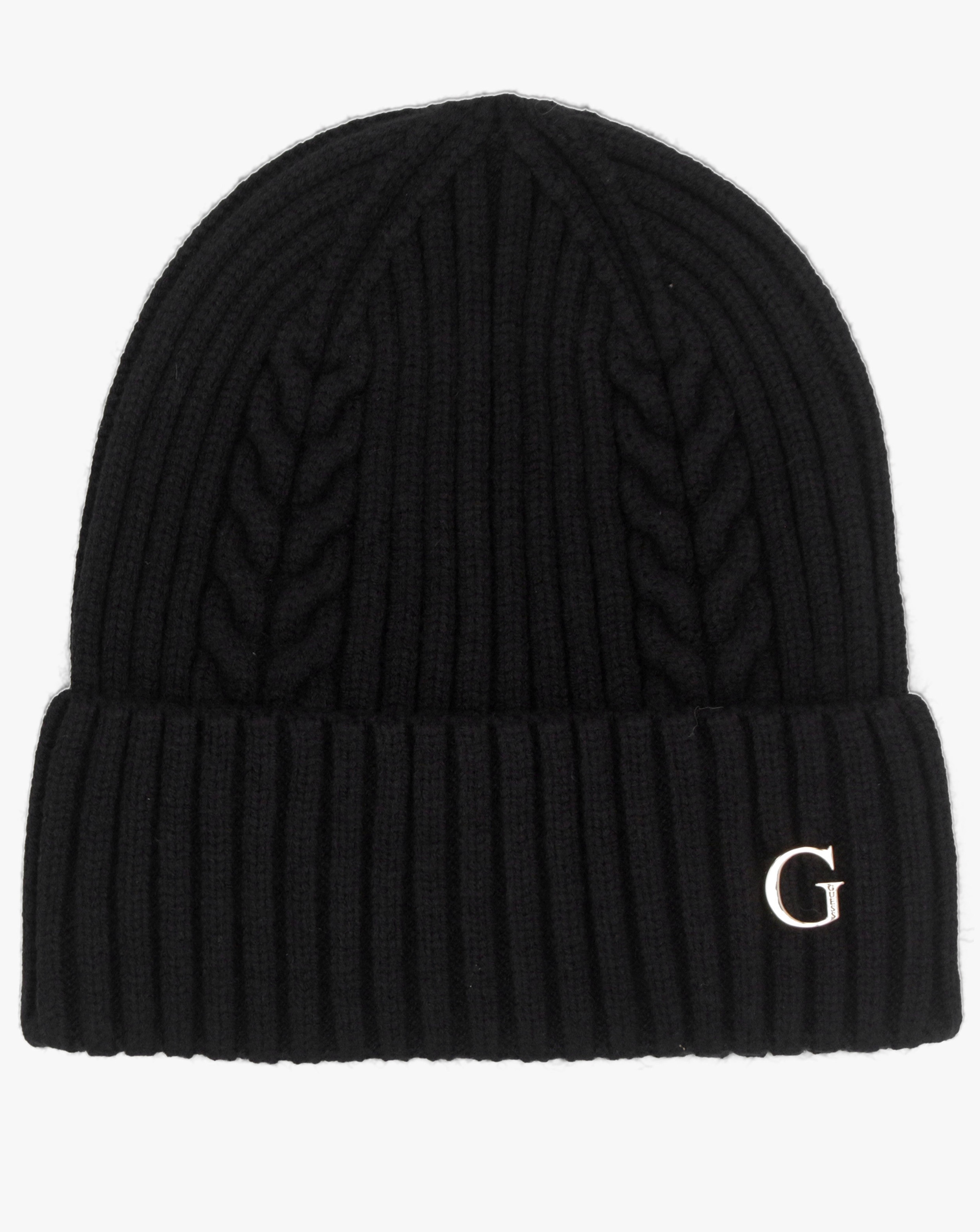 New In - Guess Black Knitted G Logo Beanie Hat