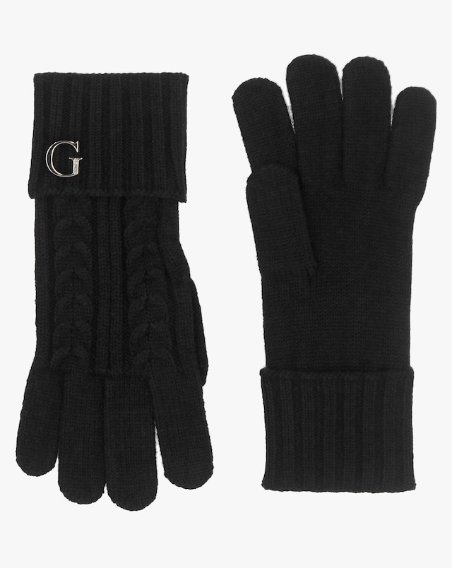 Guess Black Knitted G Logo Gloves