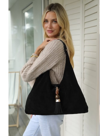 Luella Grey Pandora Black Suede Hobo