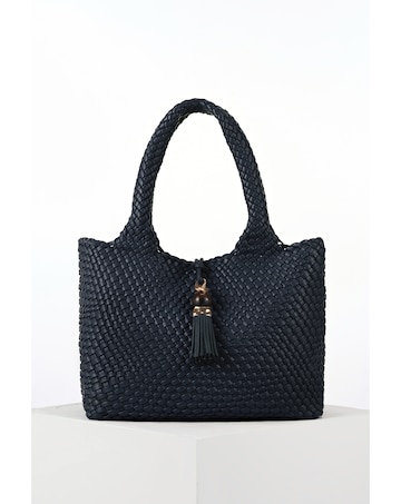 Luella Grey Saskia Navy Large Woven Tote