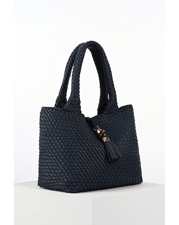 Luella Grey Saskia Navy Large Woven Tote