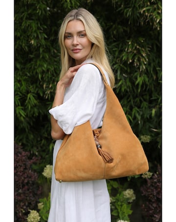 Luella Grey Pandora Camel Suede Hobo