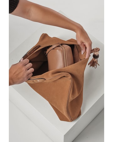 Luella Grey Pandora Camel Suede Hobo