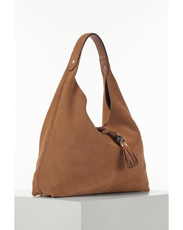 Luella Grey Pandora Camel Suede Hobo