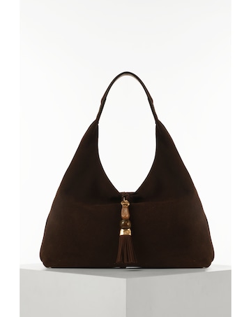 Luella Grey Pandora Chocolate Suede Hobo