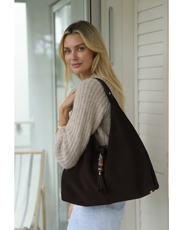 Luella Grey Pandora Chocolate Suede Hobo