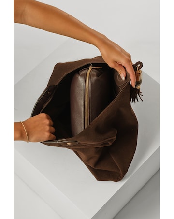 Luella Grey Pandora Chocolate Suede Hobo