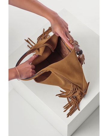 Luella Grey Paloma Camel Suede Bag