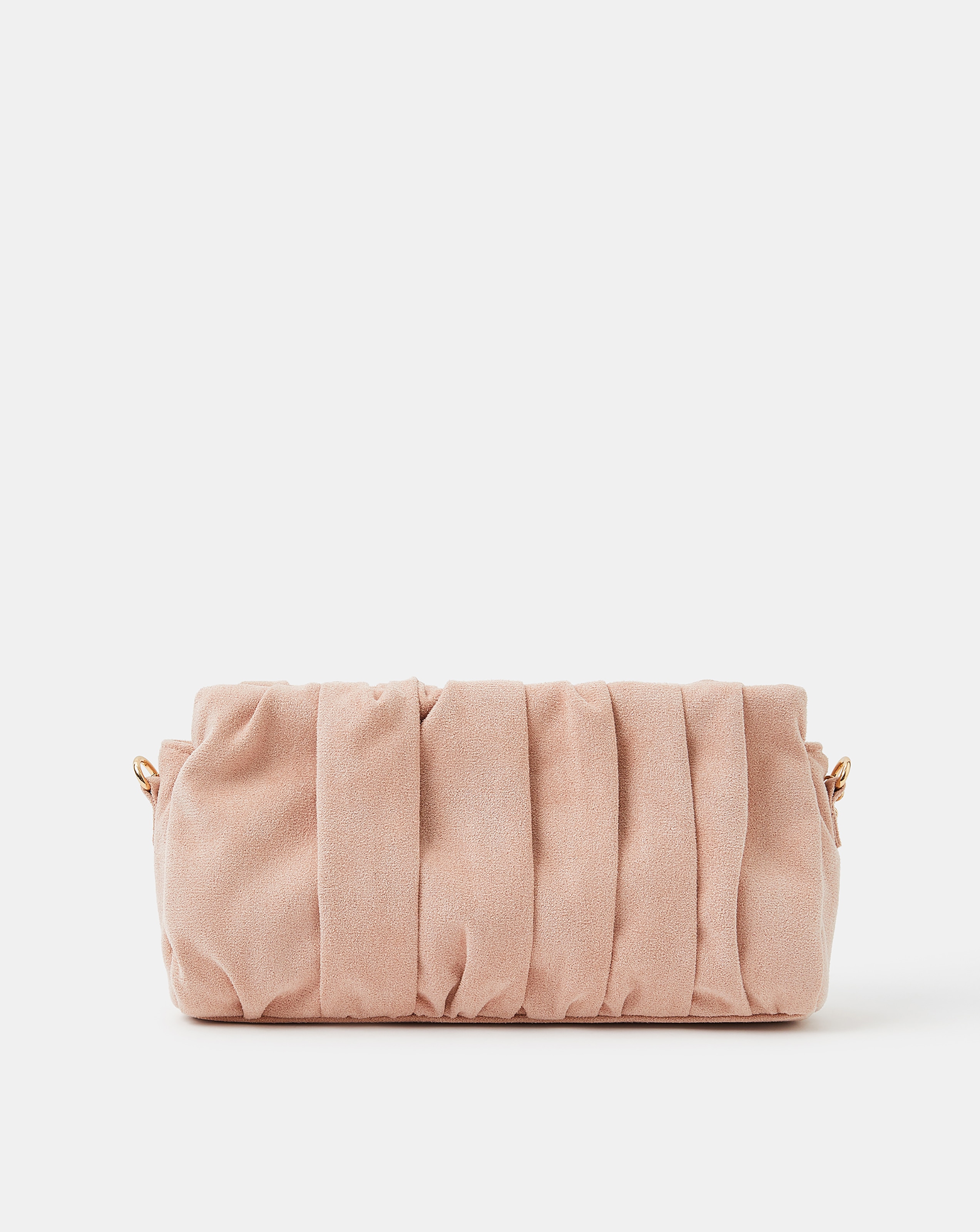 New In - Accessorize Ruched Faux Suede Clutch Bag