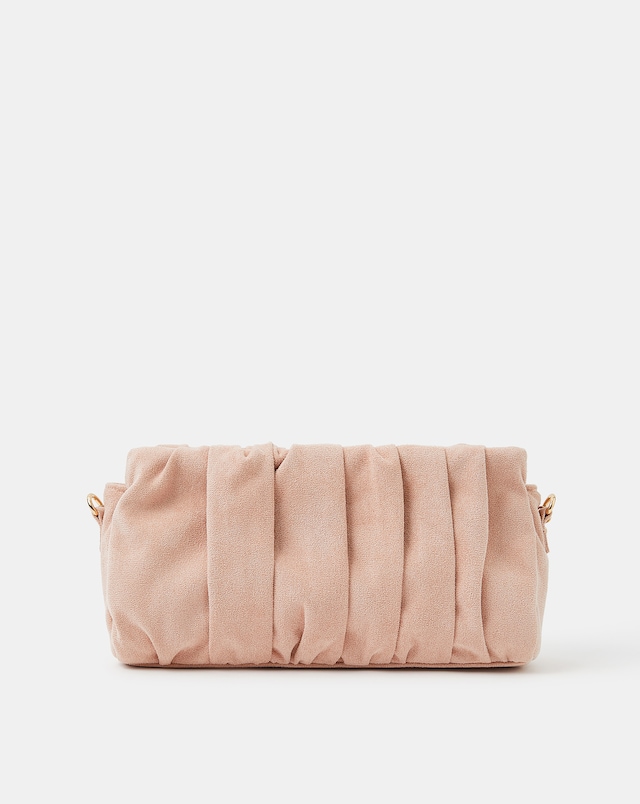 Accessorize Ruched Faux Suede Clutch Bag