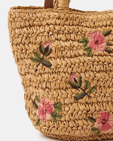 Accessorize Floral Embroidered Raffia Bag
