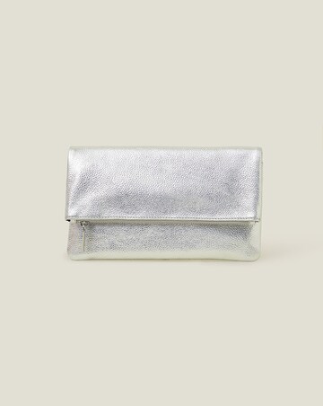 Accessorize Leather Metallic Fold Over Clutch