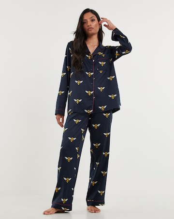 Chelsea Peers Woven Satin Bee Print PJ Set