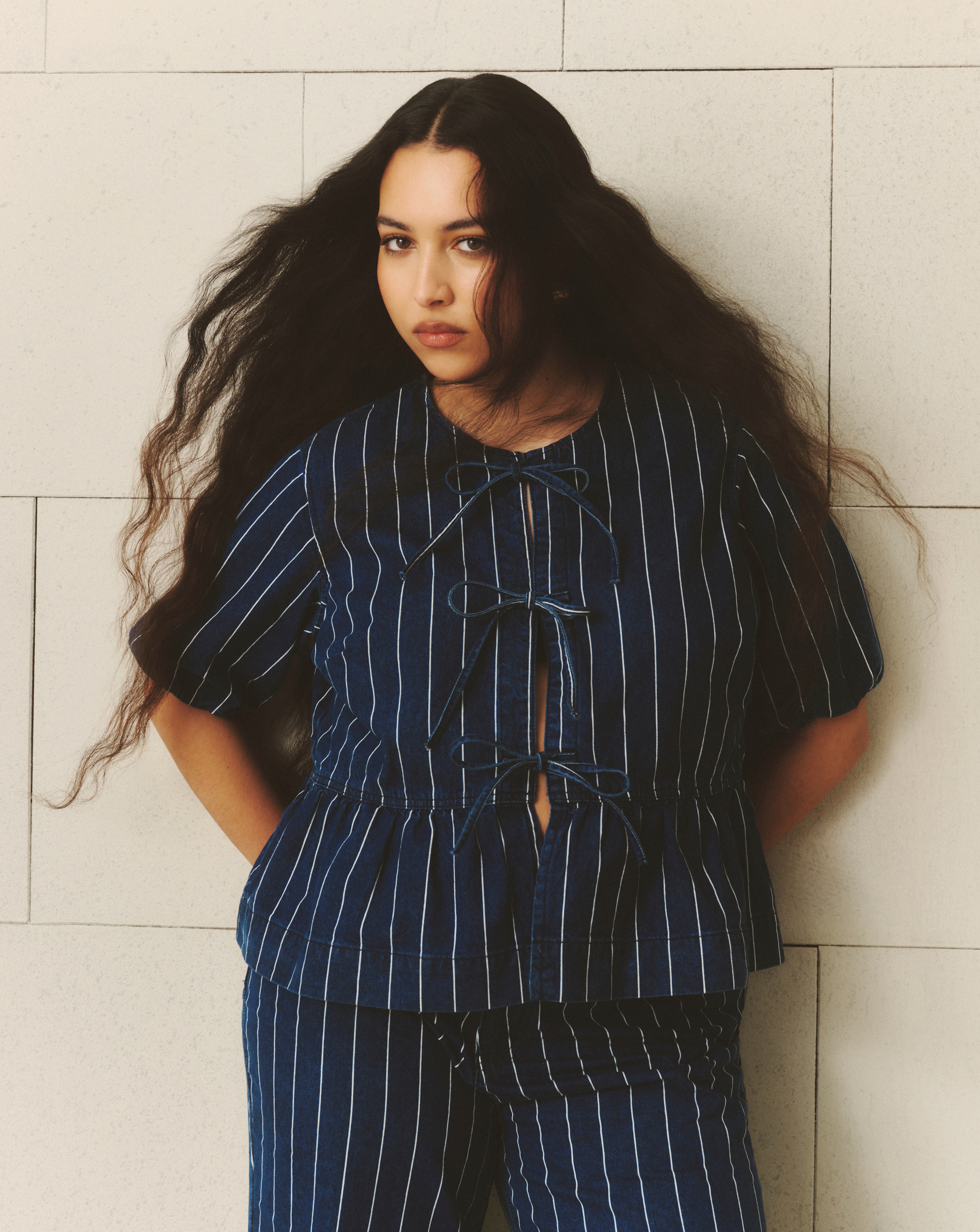 Simply Be Striped Tie Peplum Blouse