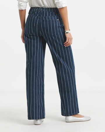 Simply Be Striped Blue Wide Leg Jeans