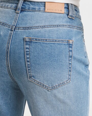 Simply Be Mid Blue Cropped Turn Up Wide Leg Jeans