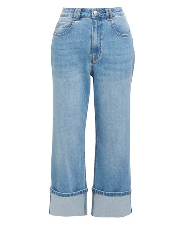 Simply Be Mid Blue Cropped Turn Up Wide Leg Jeans