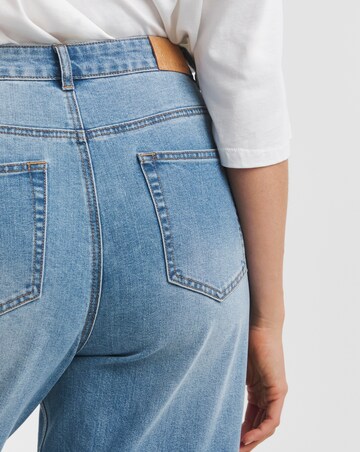 Simply Be Mid Blue Cropped Turn Up Wide Leg Jeans