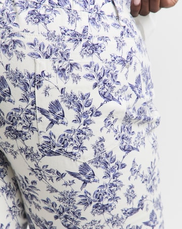 Simply Be Blue Floral Printed Denim Wide Leg Jeans