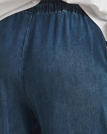 Indigo Denim Lyocell Tie Front Palazzo Jeans