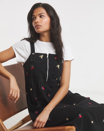 Floral Embroidered Midaxi Pinafore Dress