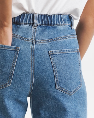 Simply Be Mid Blue Cropped Barrel Leg Jeans