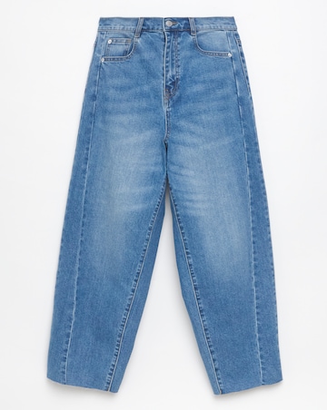 Simply Be Mid Blue Cropped Barrel Leg Jeans