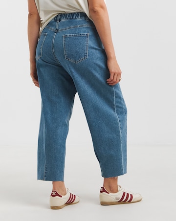 Simply Be Mid Blue Cropped Barrel Leg Jeans