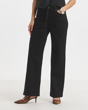 Simply Be Black Tie Front Detail Wide Leg