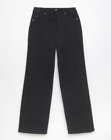 Simply Be Black Tie Front Detail Wide Leg