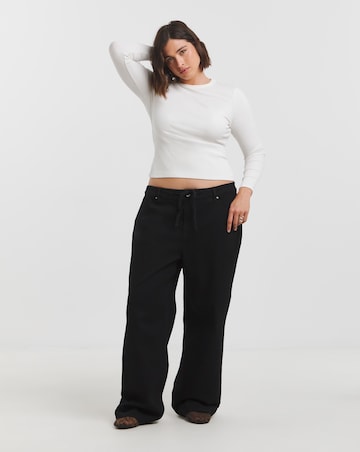 Simply Be Black Tie Front Detail Wide Leg