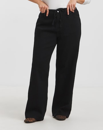 Simply Be Black Tie Front Detail Wide Leg