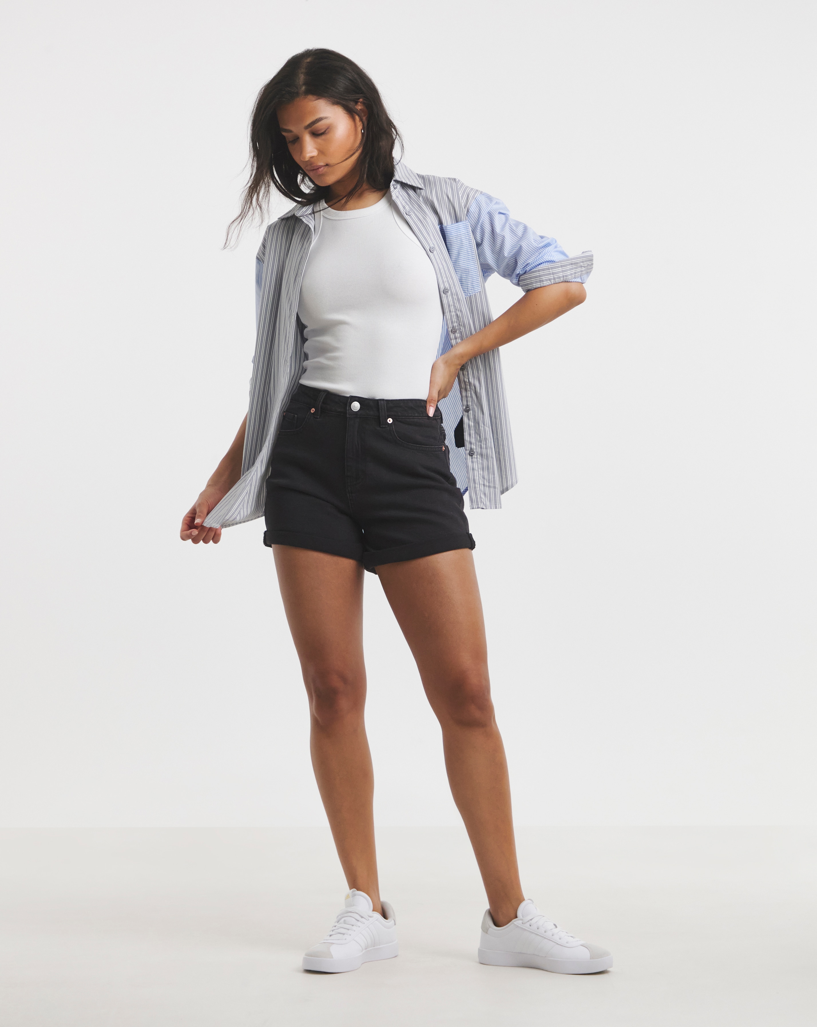 Simply Be Washed Black Loose Mom Short