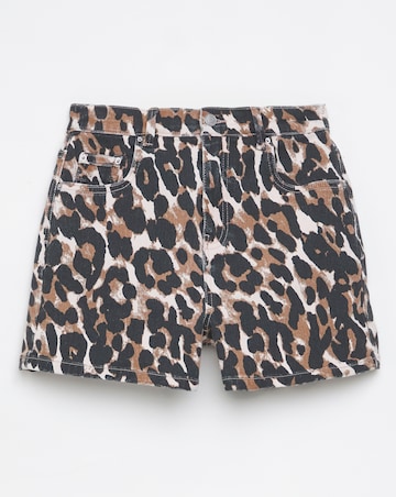 Simply Be Leopard Print Denim Short