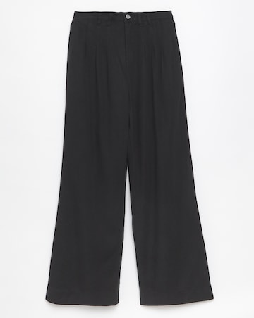 Simply Be Black Lyocell Pleat Detail Wide Leg Jeans