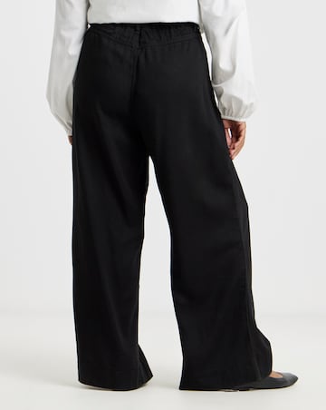 Simply Be Black Lyocell Pleat Detail Wide Leg Jeans