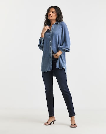 Simply Be Light Wash Open Back Denim Shirt